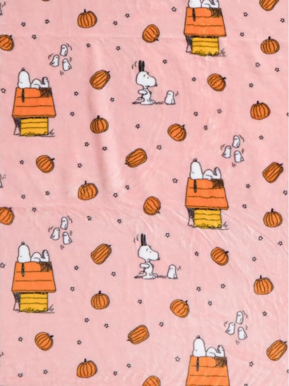 Cozy Halloween Throw Blanket - Pink with Pumpkins & Ghosts, 50" x 70